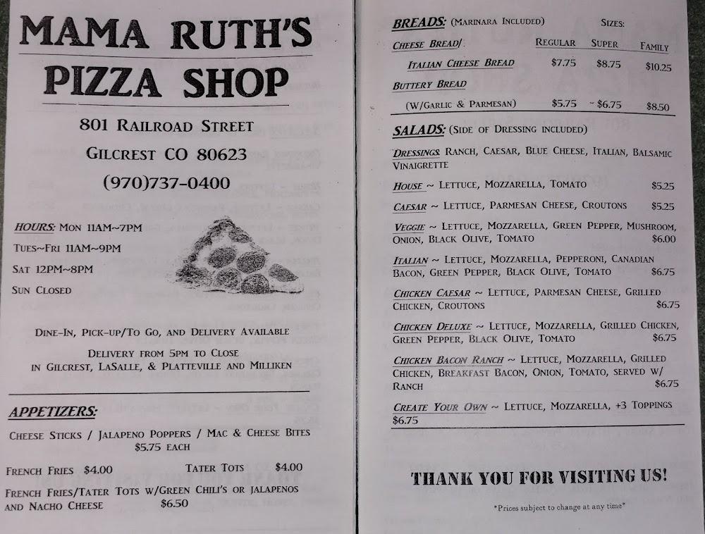 Mama Ruth's Pizza Shop Menu image 3